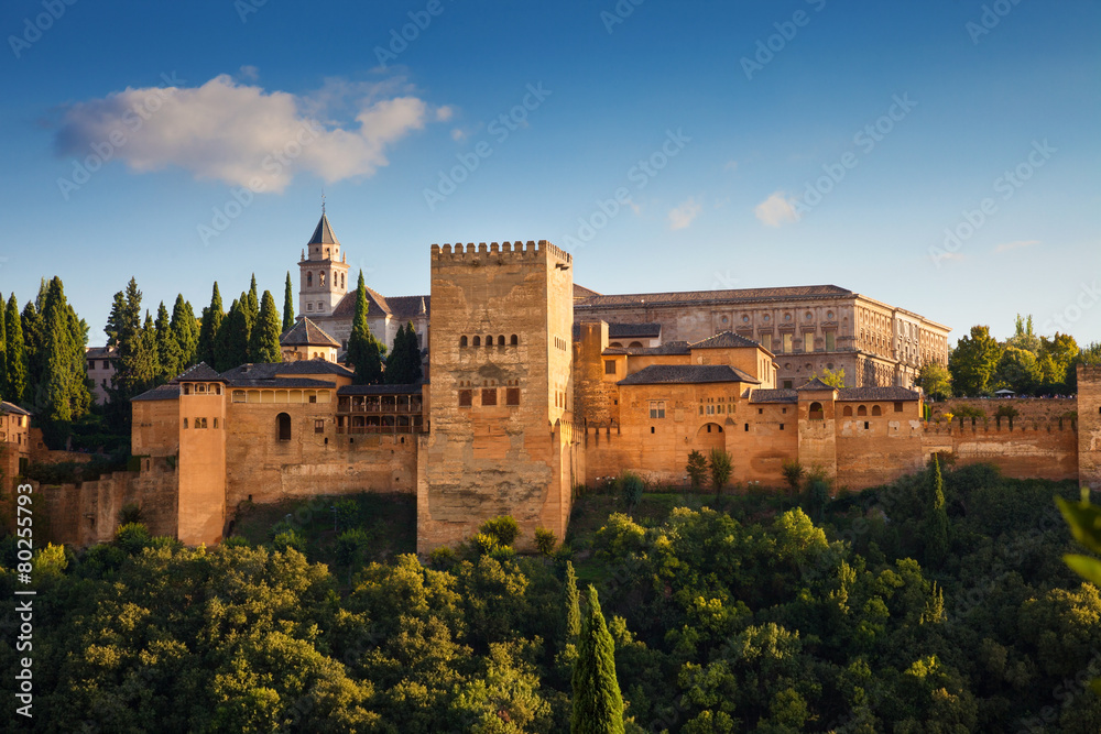 Alhambra de Granada. Exterior view of Nasrid Palaces