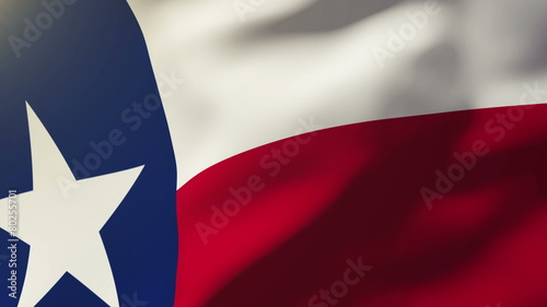 texas flag waving in the wind. Looping sun rises style