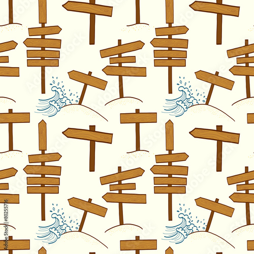 Hand drawn wooden signs seamless pattern