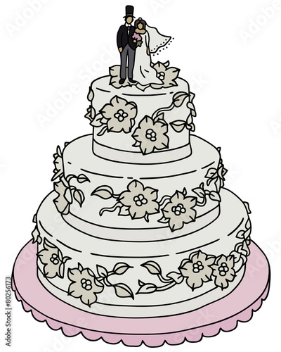 Hand drawing of a wedding cake