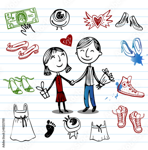 Hipsters doodle set