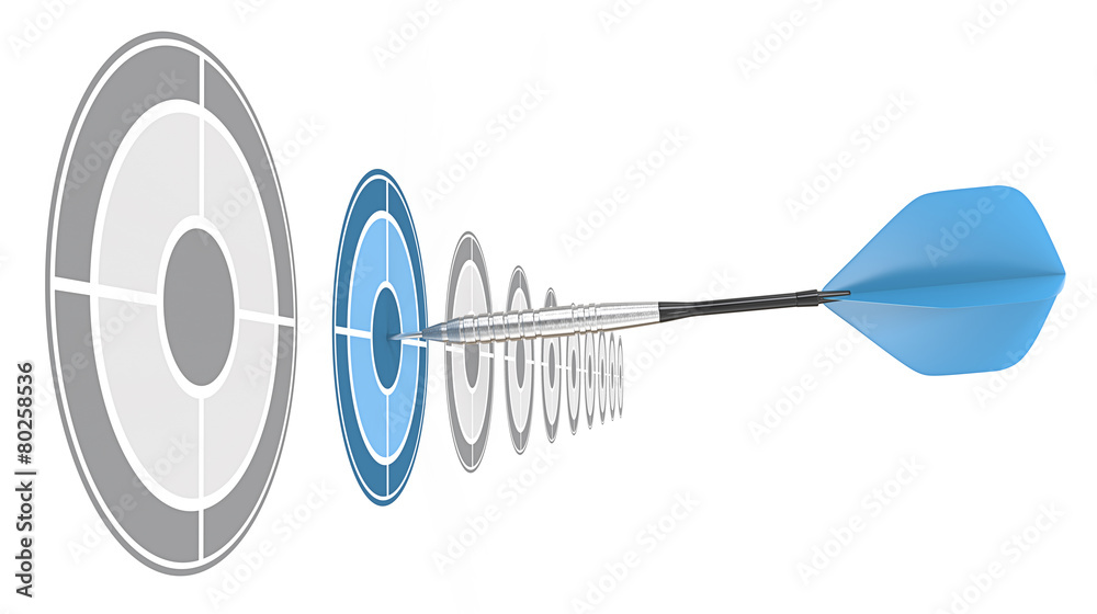 Blue Dart. Blue dart of brushed steel hitting target. Blue Dart. Blue dart of brushed steel hitting target.