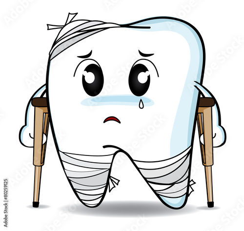 Cute cartoon Decay tooth or is injury