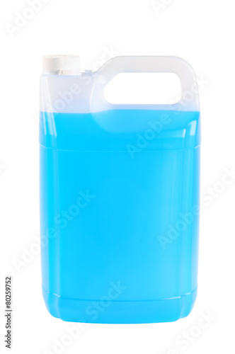 Container with windshield washer fluid, on white background