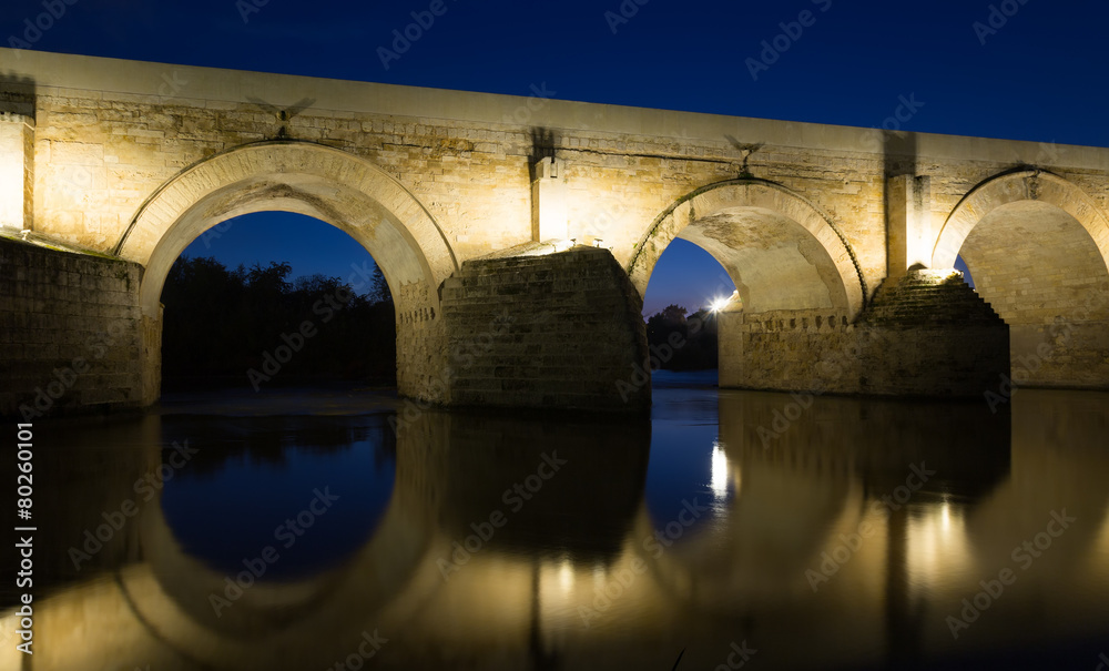 Roman bridge in evening