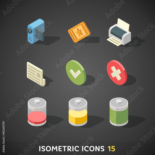 Flat Isometric Icons Set 15