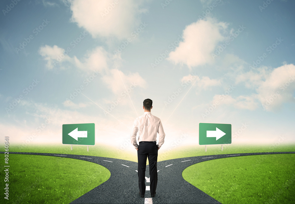 Businessman in front of a choice Businessman in front of a choice