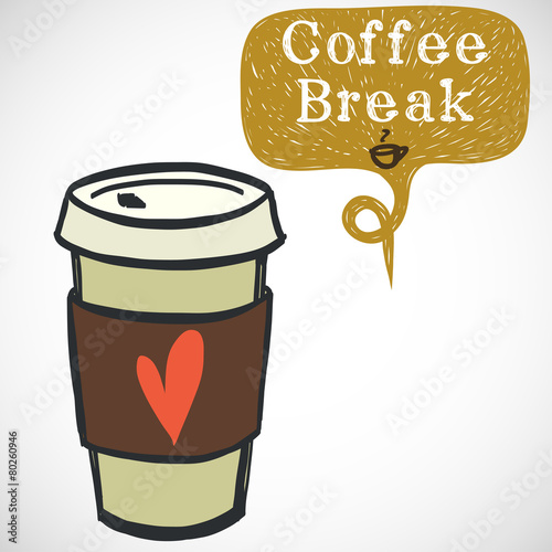 Hand drawn doodle coffee to go