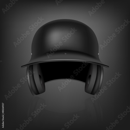 Black baseball helmet. Vector background.