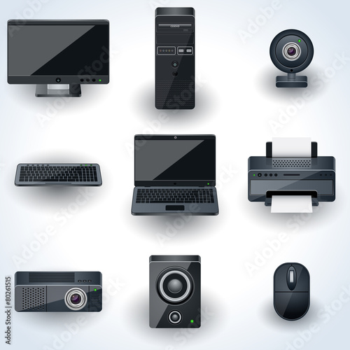 Computers and peripherals vector icons