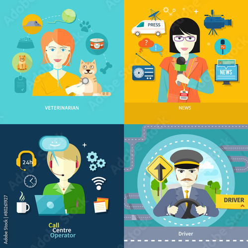 Veterinarian, news, driver and operator
