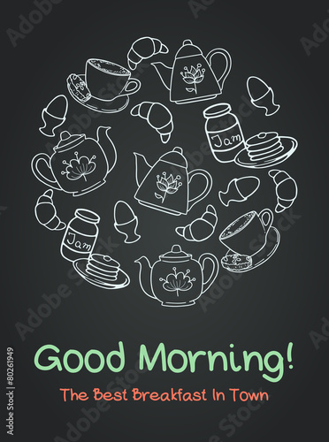 Hand drawn breakfast poster.