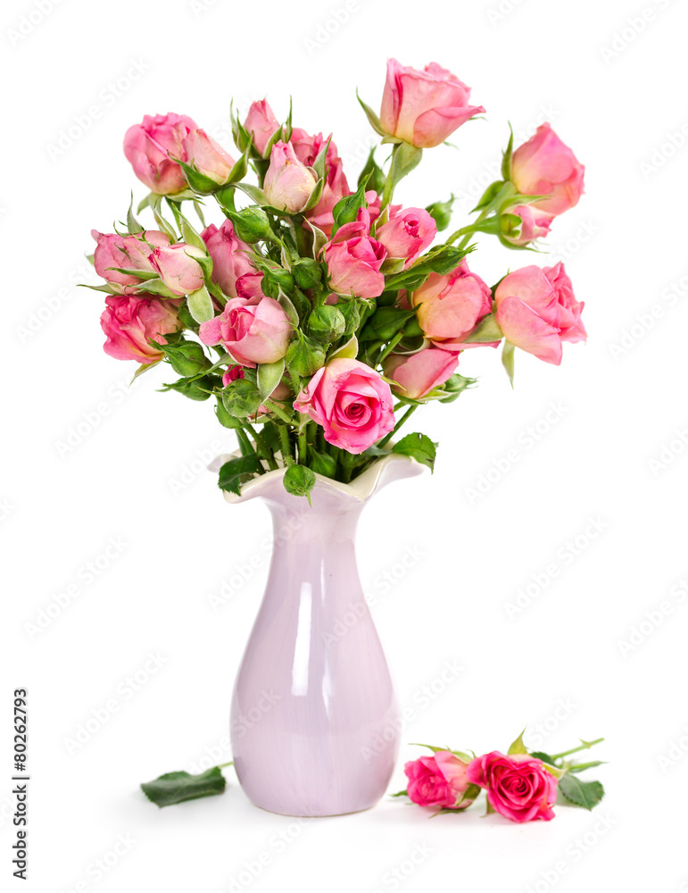 Obraz premium Bouquet of pink roses in a vase