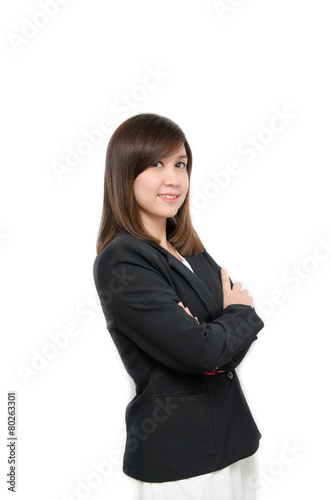 Asian Business woman in suit portrait on white background