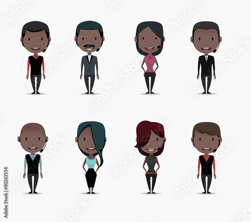 Business people with headphones