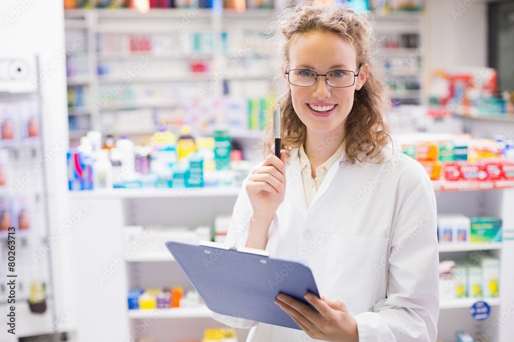 Pharmacist using tablet pc Pharmacist using tablet pc