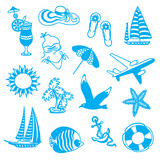Blue icons symbolizing summer vacation