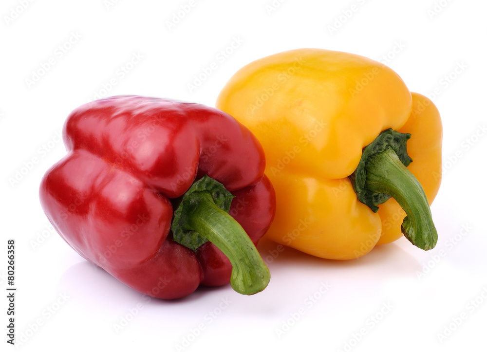 red and yellow pepper bell isolated on white background red and yellow pepper bell isolated on white background