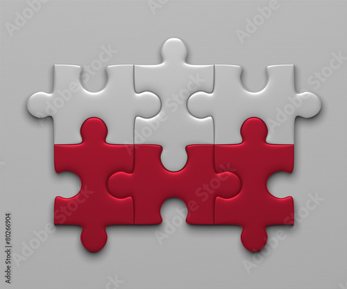 Polish flag of puzzle pieces