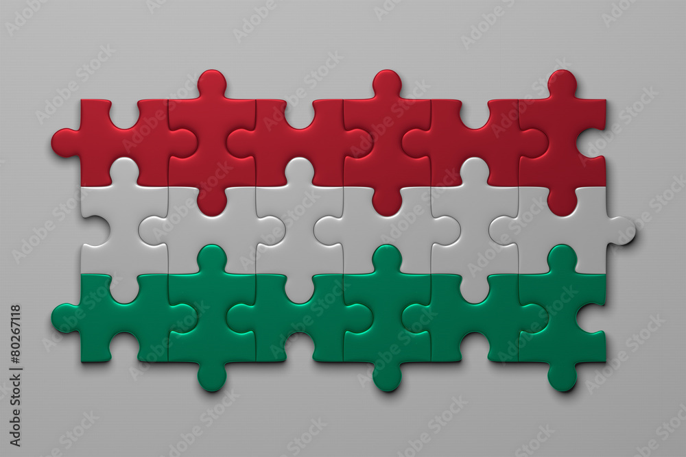 Obraz premium Hungarian flag of puzzle pieces