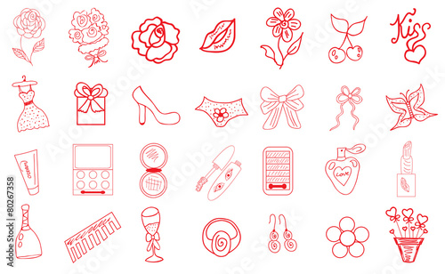 cosmetics icon set