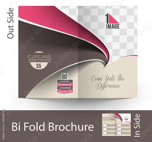 Cup Cake Shop Bi-Fold Brochure Mock up Design