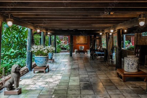 Photography garden patio Jim Thompson House museum bangkok Thailand