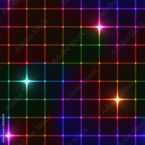 Neon stars on grid