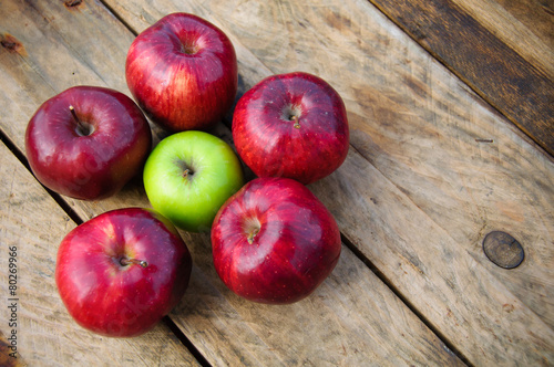 Apple on wooden background, Fruit or healthy fruit