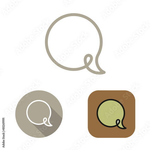 Принти на полотні Contour social network babble icon and stickers vector set