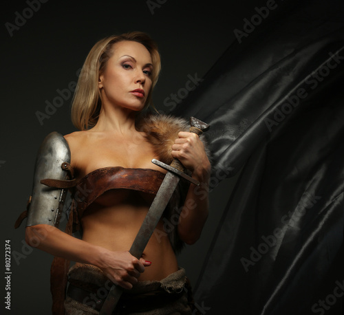 Middle age woman with sword