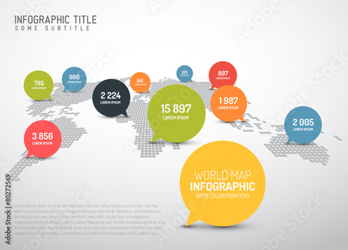 World map with pointer marks