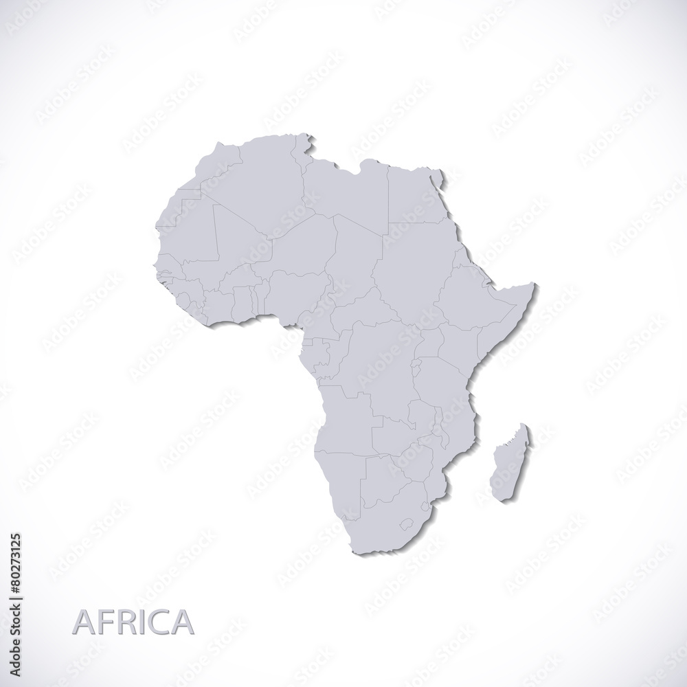 Grey Africa Map Vector Illustration