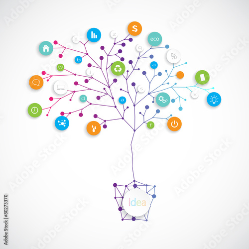 Business plan tree in the flowerpots on gray background. Can be