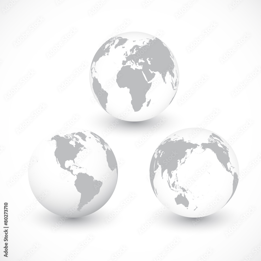 Fototapeta premium Set Of Grey World Globes vector Illustration