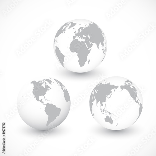 Set Of Grey World Globes vector Illustration
