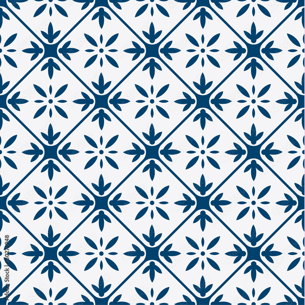 Naklejka premium Blue and white delft pattern