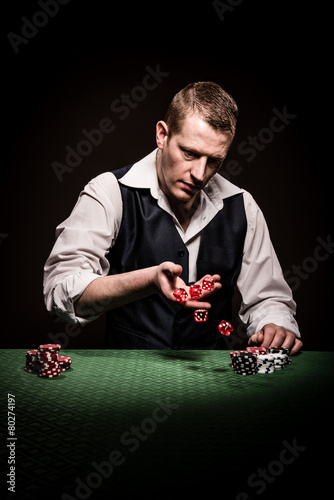 Gambler rolls the dice