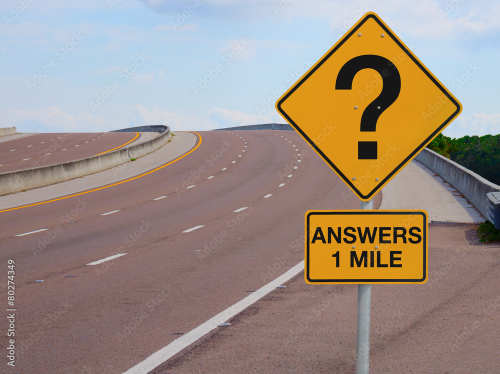Question Mark Road Sign Answers 1 Mile to Success Stock Photo Adobe Stock