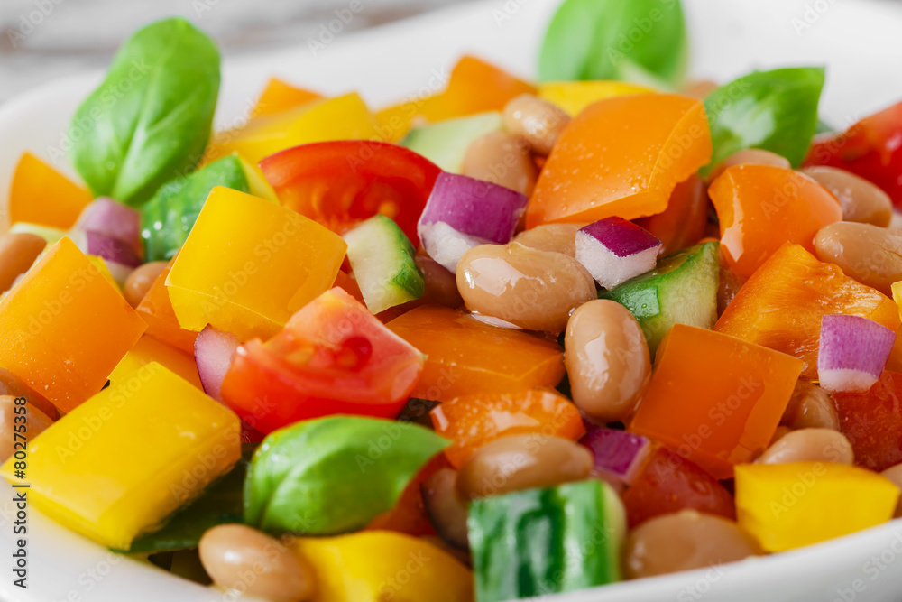 salad with beans bell pepper and tomato cucumber salad with beans bell pepper and tomato cucumber