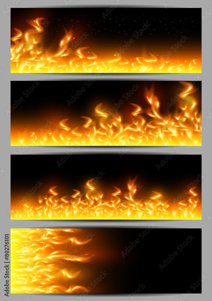 Banners with tongues of flame