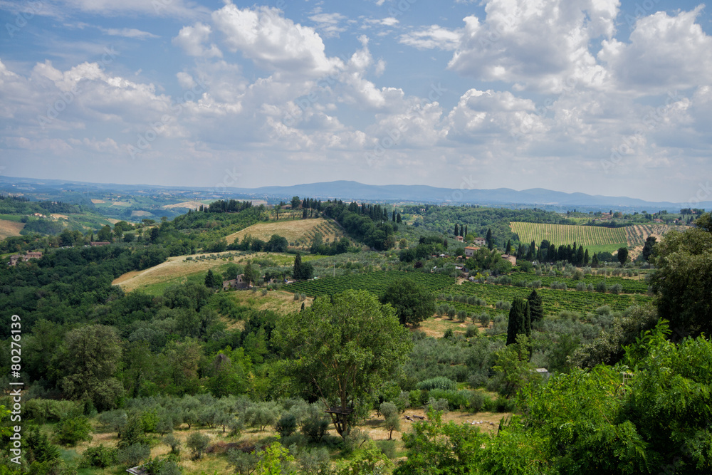 View of Tuscany from San Gimignano, Italy