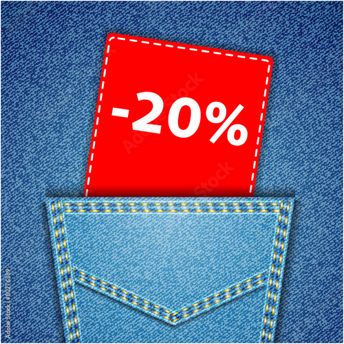 Blue back jeans pocket realistic denim texture with number perce