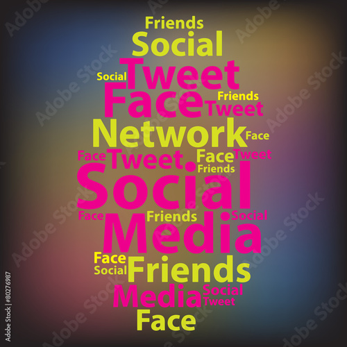 Text cloud. Social media wordcloud. Tag concept. Vector illustra
