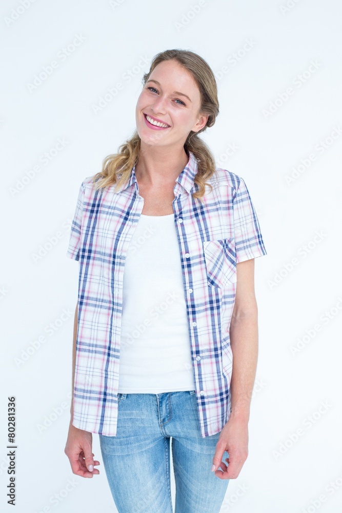 Happy hipster smiling at camera Happy hipster smiling at camera