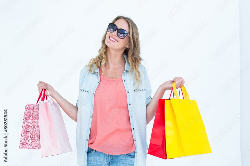 Woman holding some shopping bags Woman holding some shopping bags