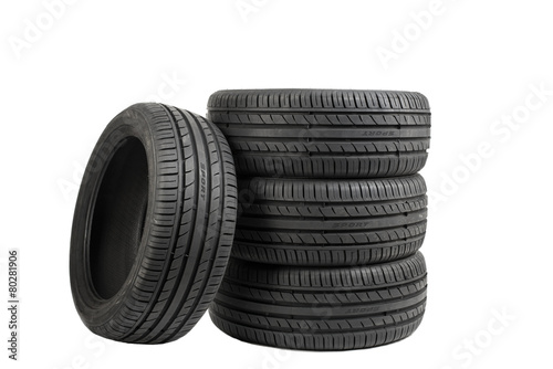 Tires isolated on white, special color effect