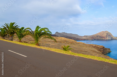 Scenic road in mountain landscape of Madeira island, Portugal