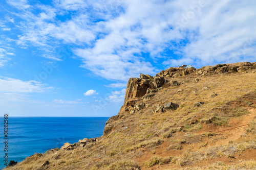 Beatiful coast with high cliffs on Madeira island, Portugal