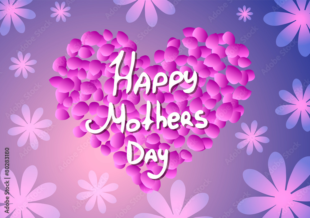 Vector illustration. of mothers Day. Heart and flowers.